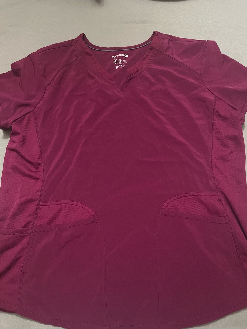 ScrubStar Wine Colored V-Neck Scrub Top with Front Pockets